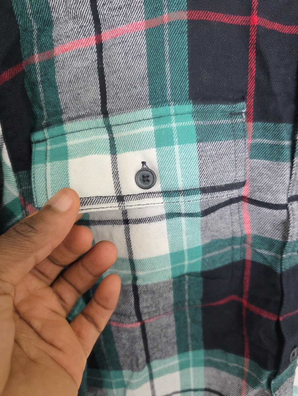 Old Navy Plaid Button-Down Shirt Women Sz M Built In Flex Long Sleeve NWT - Picture 3 of 9